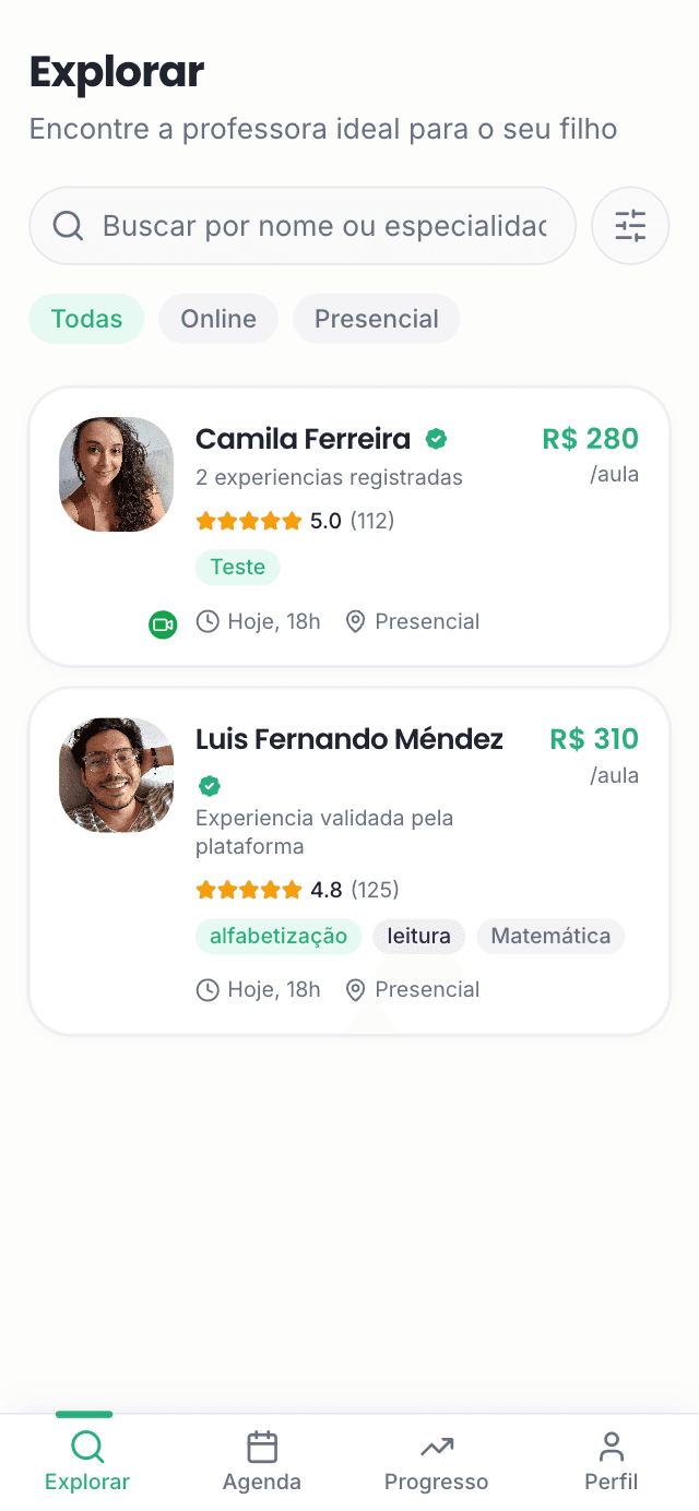 Tela Busca do produto Kidario